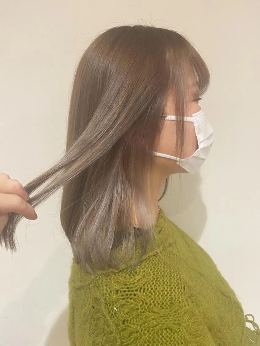 セミロング カラー グレージュ ミルクティーグレージュ 限定クーポン 💕大量更新ブリーチのヘアスタイル