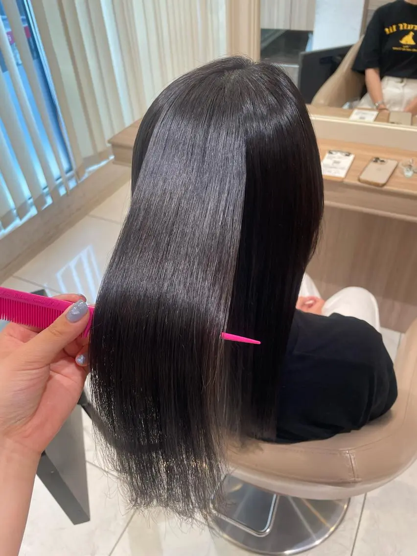 ロング パーマ カット 縮毛矯正 トリートメント 韓国ヘアメイク🎀/ 縮毛矯正✨山本媛香のヘアスタイル