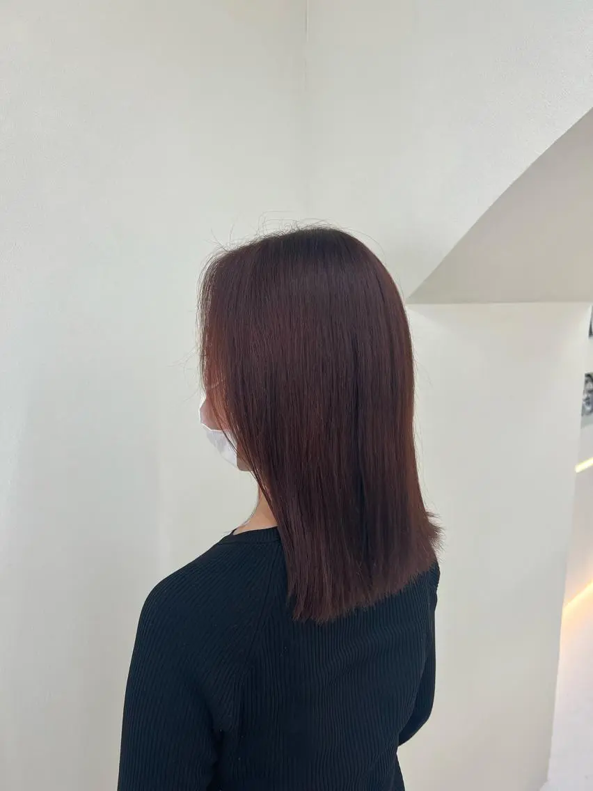 ミディアム レッドブラウン 橋爪 明日香のヘアスタイル