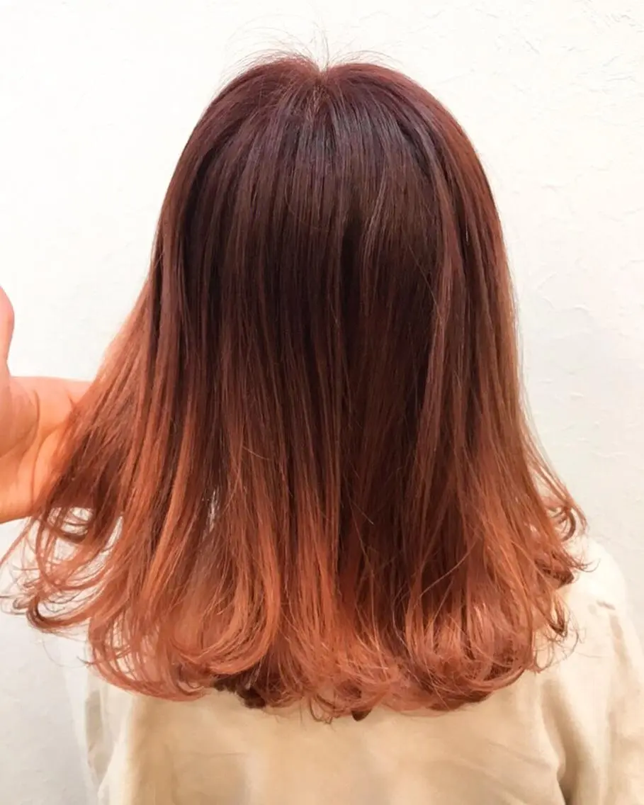 ミディアム カラー オレンジ 色落ちまでキレイに! !女性サロンのヘアスタイル