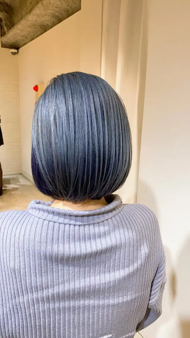 ミディアム ショートボブ アッシュ ボブ 外国人風カラー ハイライト メンズツイスパ ショートフクヤマシンのヘアスタイル