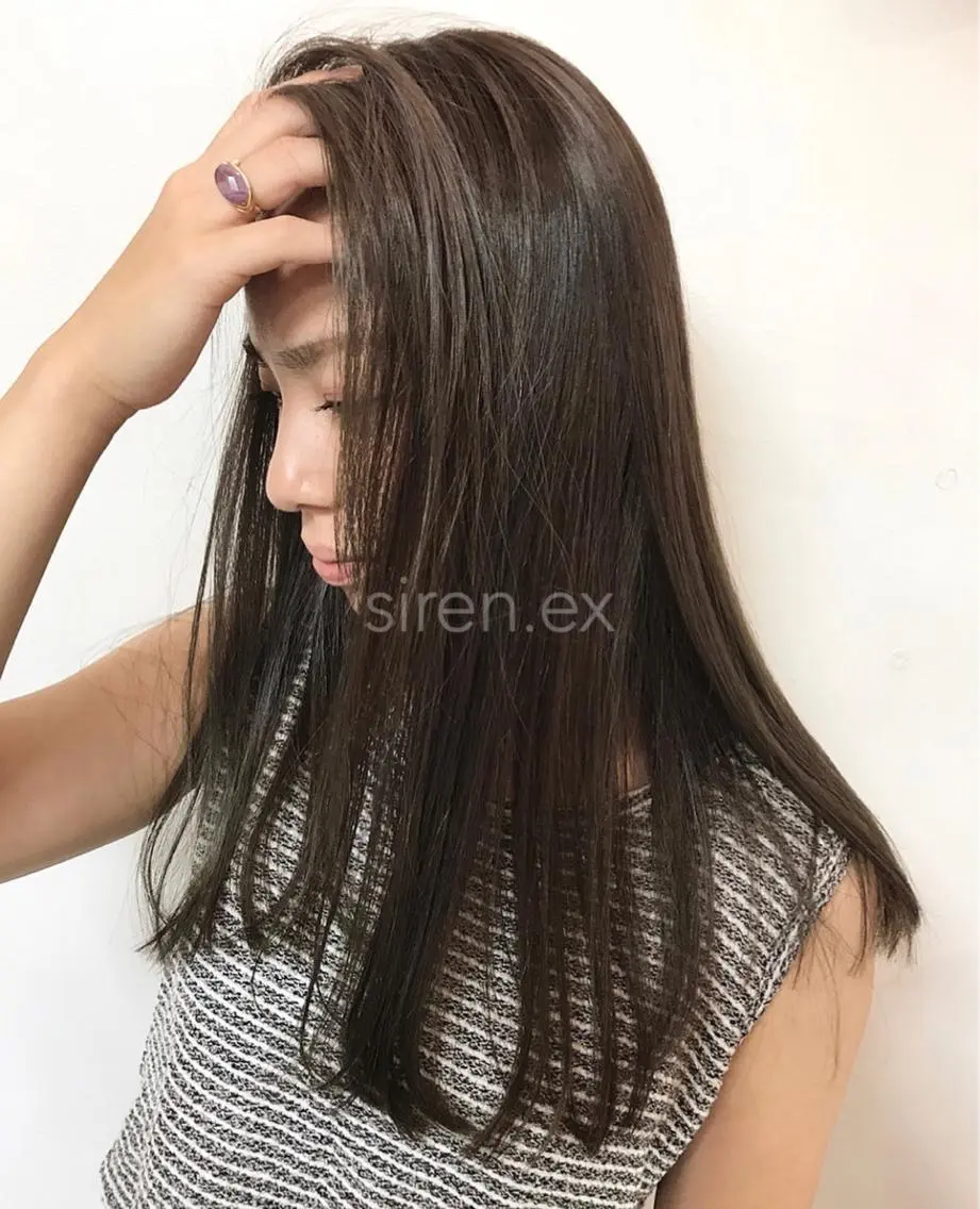 ロング カラー アッシュ アッシュブラウン ブラウンカラー 切りっぱなしロブ Shiho お洒落な エクステ♡ハイトーンのヘアスタイル