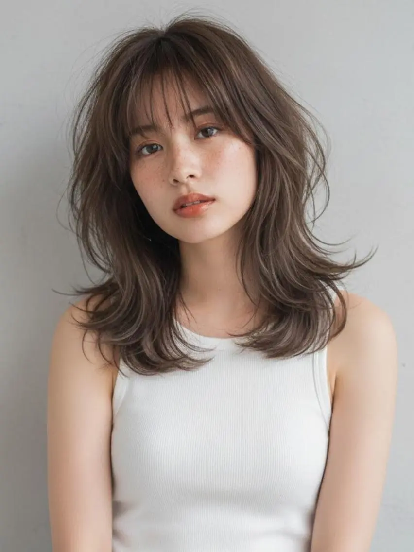 ミディアム ヘアサロンM新宿 カットカラーブリーチのヘアスタイル