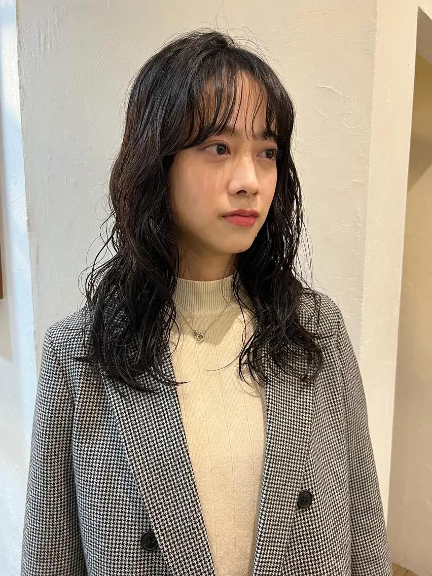 セミロング パーマ セミロングパーマ 韓国風ヘア ショート& パーマ　坂本のヘアスタイル