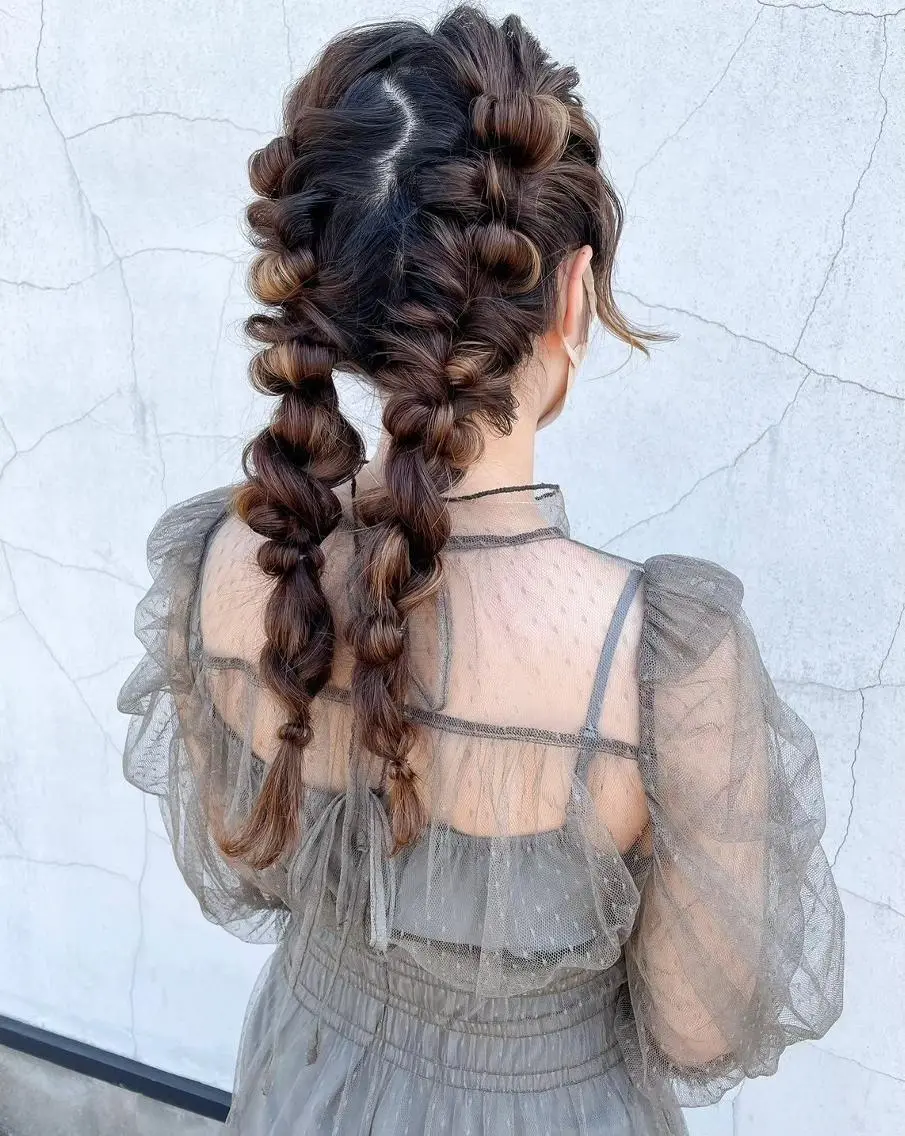 セミロング ヘアアレンジ 🎀ダブルカラー🎀 ♡Kanon♡のヘアスタイル