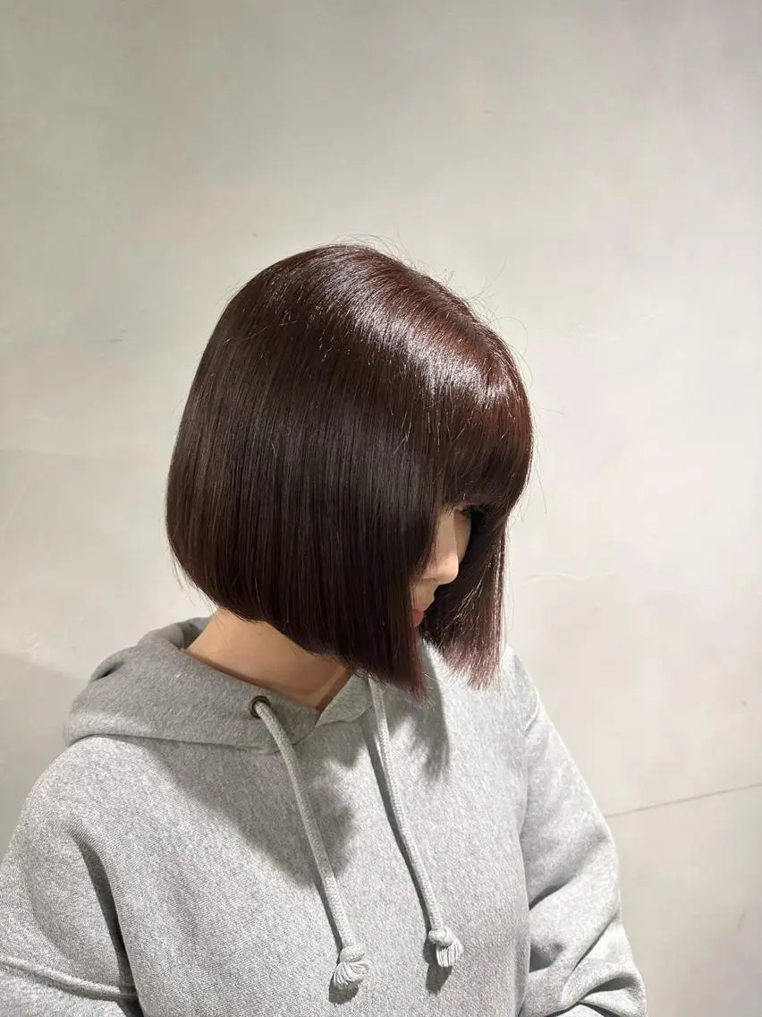 ショート カラー ブラウンカラー ラベンダーカラー ラベンダーブラウン MINAMO 韓国レイヤーのヘアスタイル