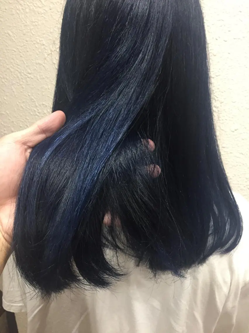 ロング カラー パーマ ヘアアレンジ メンズ キッズ ネイル マツエク・マツパ ネイビーカラー ネイビー 新宿/髪質改善/ 美髪矯正✨浅江通友のヘアスタイル