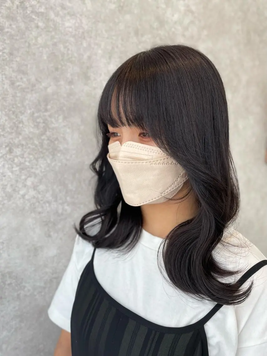ロング カラー アッシュ 顔まわりレイヤー レイヤーカット たなか りなのヘアスタイル