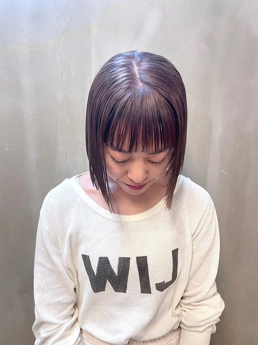 ミディアム カラー パーマ ヘアアレンジ メンズ キッズ ネイル マツエク・マツパ アイブロウ グレージュ ラベンダーカラー ラベンダーグレージュ ラベンダーグレー カット ヘアカラー トリートメント tatsumi/ボブ ウルフ/レイヤーのヘアスタイル