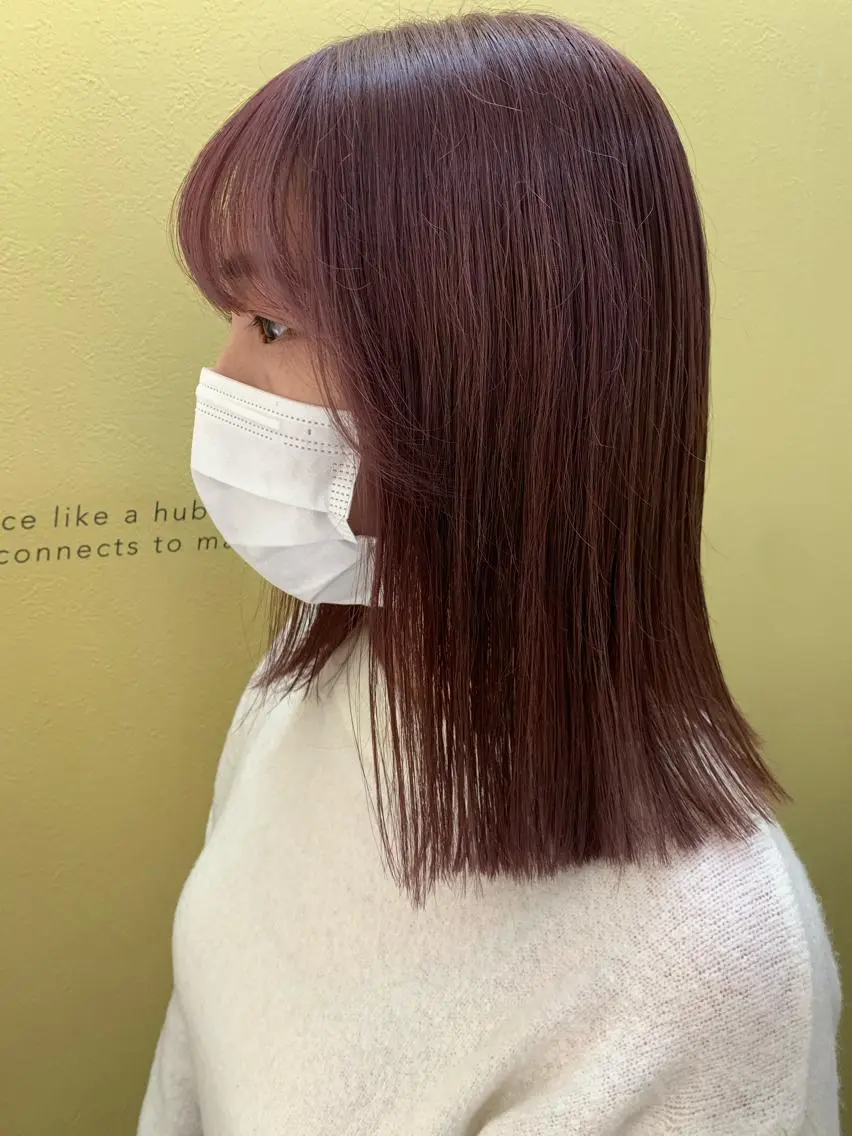 ミディアム カラー ブリーチ ラベンダーカラー ピンクカラー ピンクラベンダー カット ヘアカラー トリートメント hubhair レイヤー/透明感のヘアスタイル