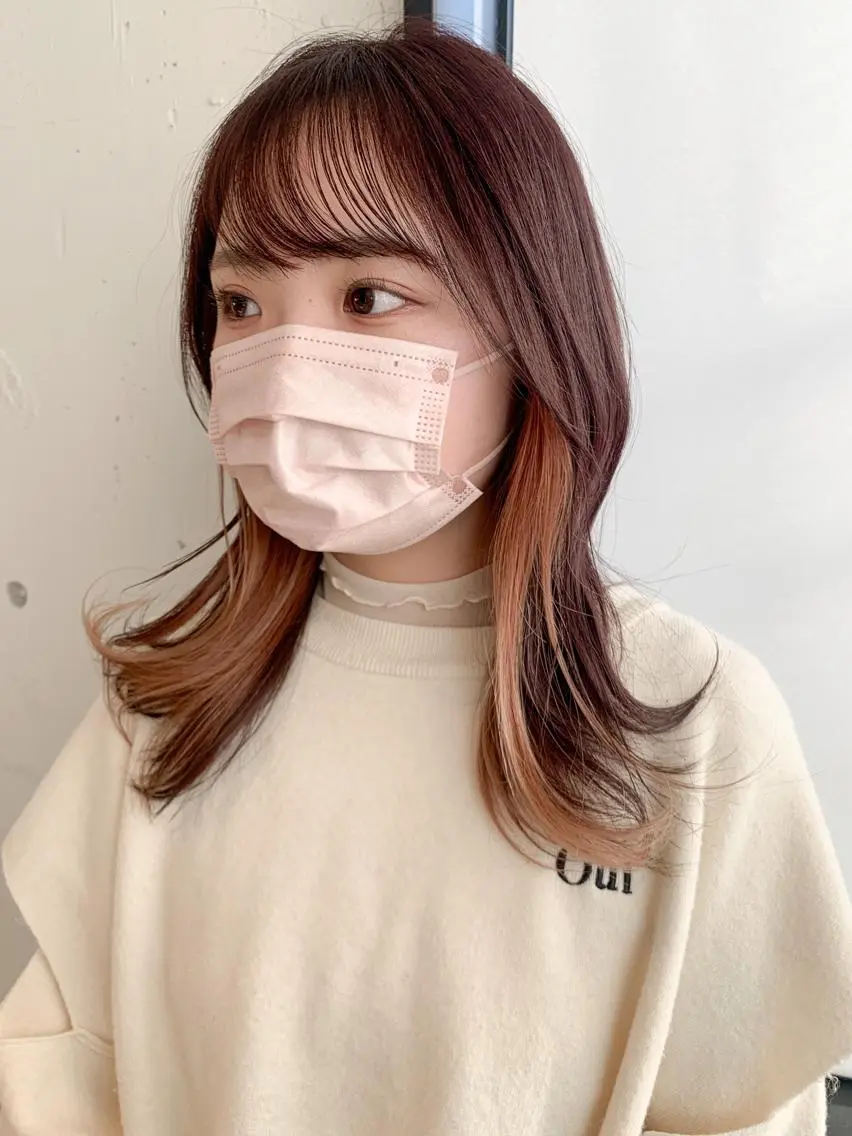 ミディアム カラー ヘアアレンジ ヘアカラー トリートメント yuka .のヘアスタイル
