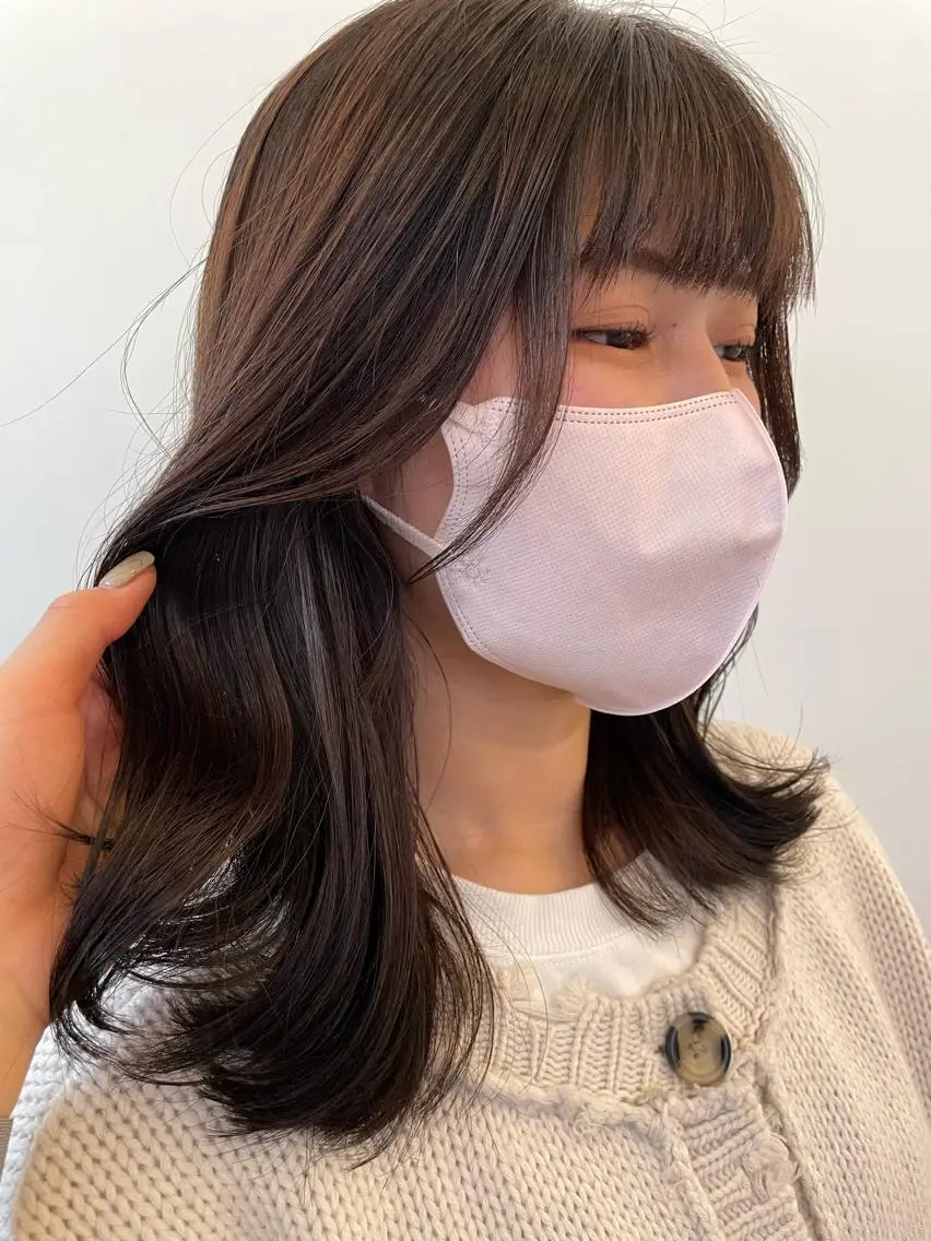 ミディアム カラー カット ヘアカラー 💘韓国レイヤー上 品カラーruru💘のヘアスタイル