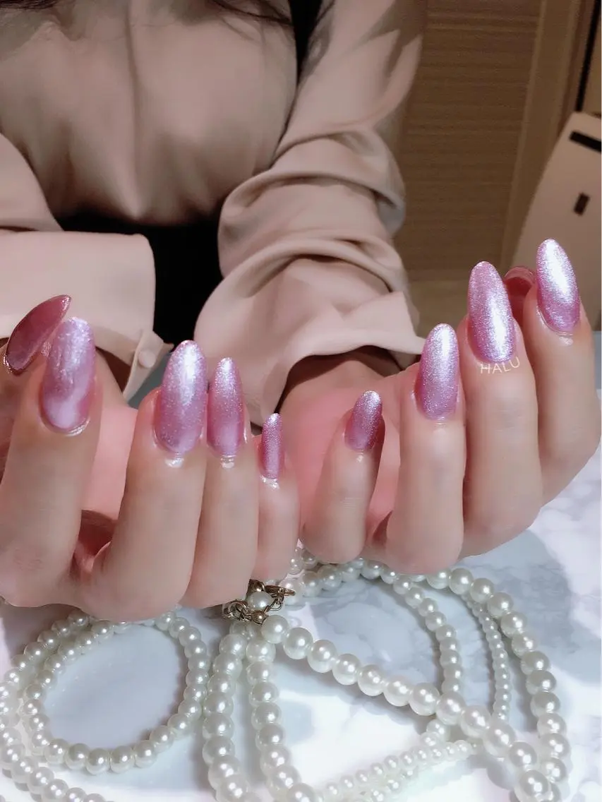 ネイル キラキラネイル ピンク HALU ハルのネイルデザイン