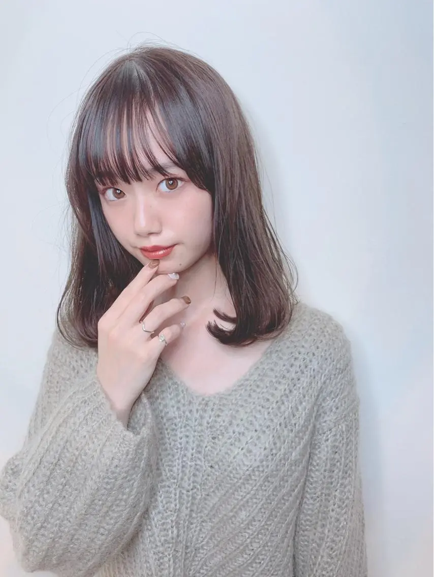 セミロング カラー パーマ ヘアアレンジ 【公式】amble luxe池袋東口🩷のヘアスタイル