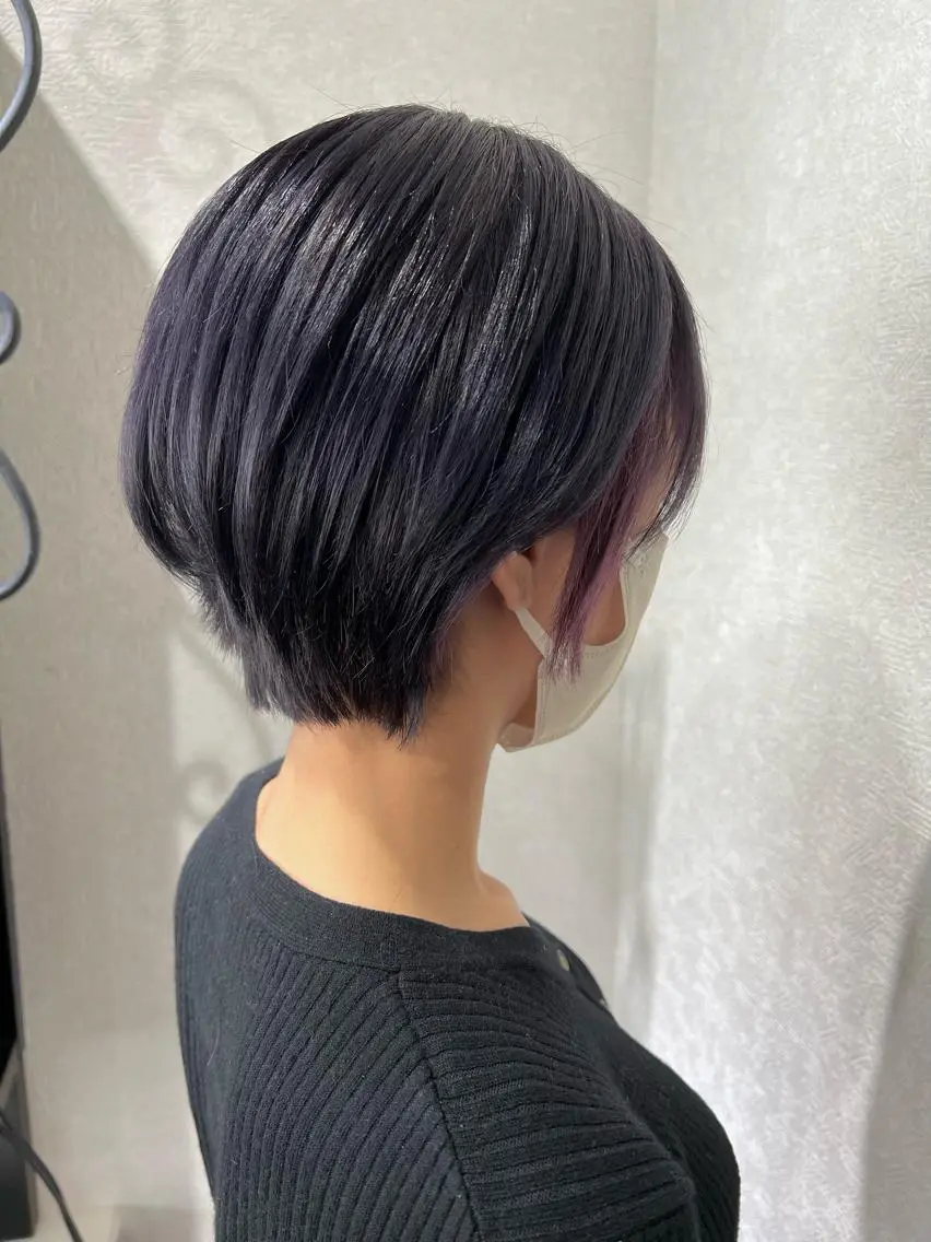 ショート カラー ショートボブ アッシュ ブリーチ ブルーカラー ブルーラベンダー ヘアカラー トリートメント 艶髪 ♡Tomiyaのヘアスタイル