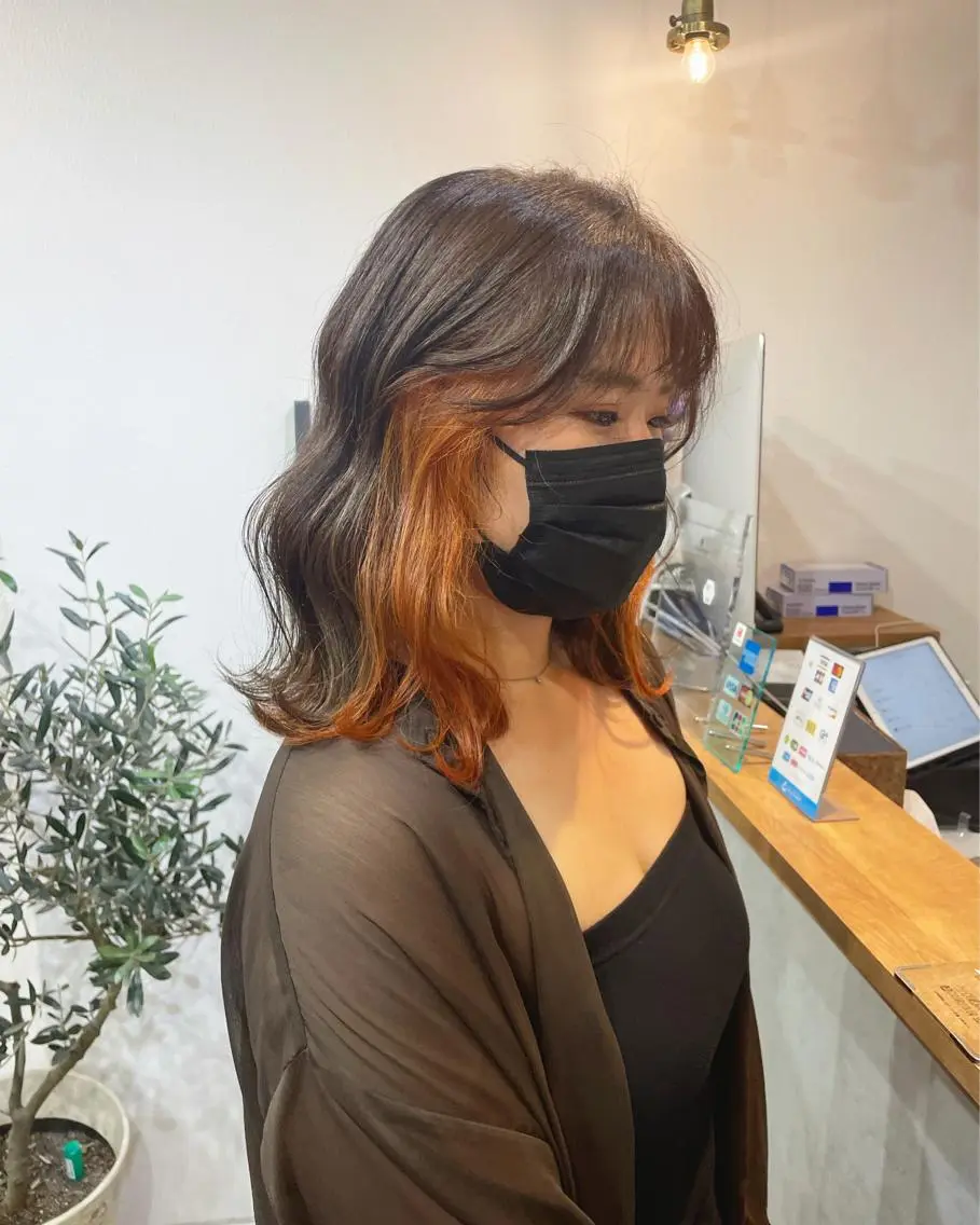 ミディアム カラー オレンジ カラーモデル募集 吉原佳穂💗のヘアスタイル