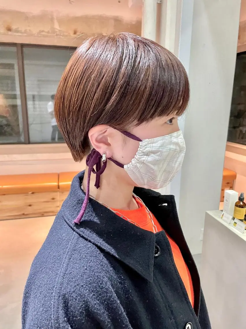 ショート カラー 丸みショート ブラウンカラー オレンジ オレンジブラウン ショートヘア ショート・ボブ 徳竹淳一のヘアスタイル