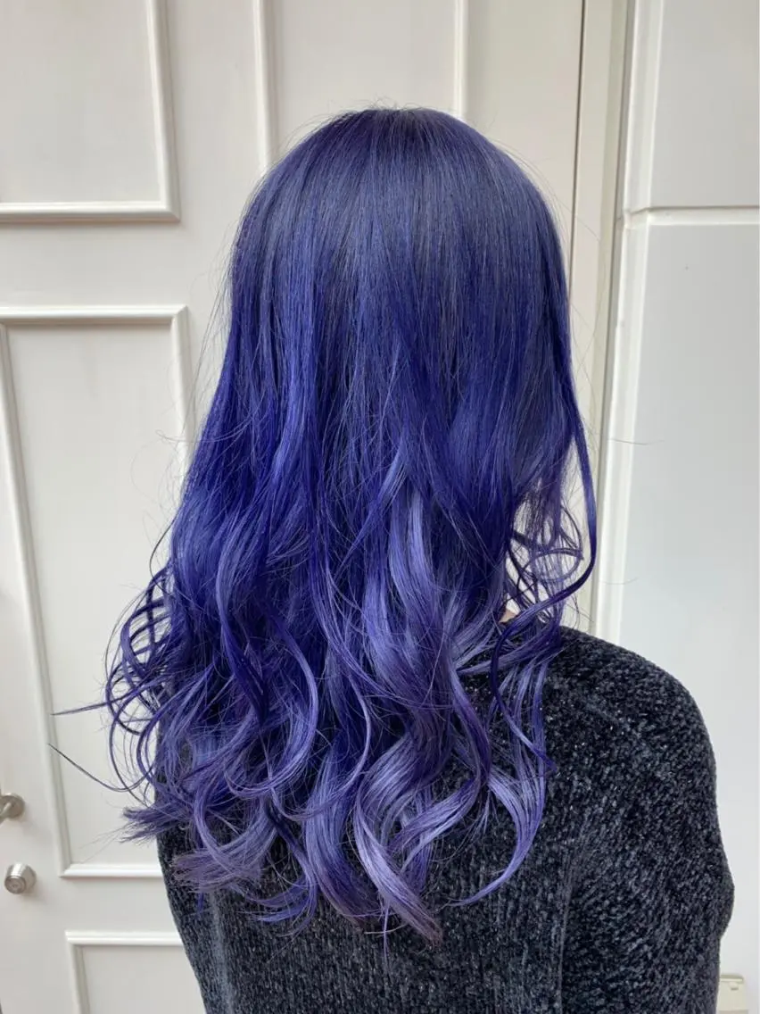 セミロング カラー ブルーカラー ブルーパープル パープルカラー 🫟Blanco🫟 Color&Careのヘアスタイル