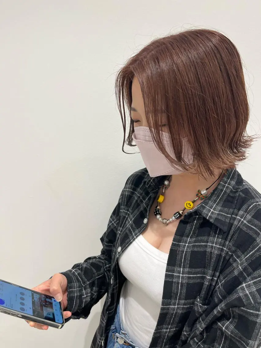 ショート カラー ブラウンカラー ピンクカラー ピンクブラウン ヘアカラー 🐺ウルフ× ハイトーン🐺MOEのヘアスタイル
