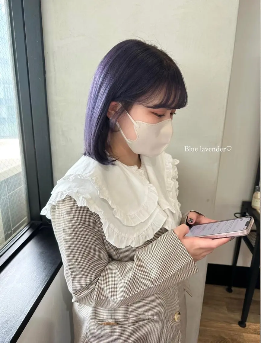 ミディアム カラー パーマ ヘアアレンジ キッズ ネイル マツエク・マツパ アイブロウ ブルー ヘアカラー トリートメント Himawari♡ 柔らかいカラーのヘアスタイル