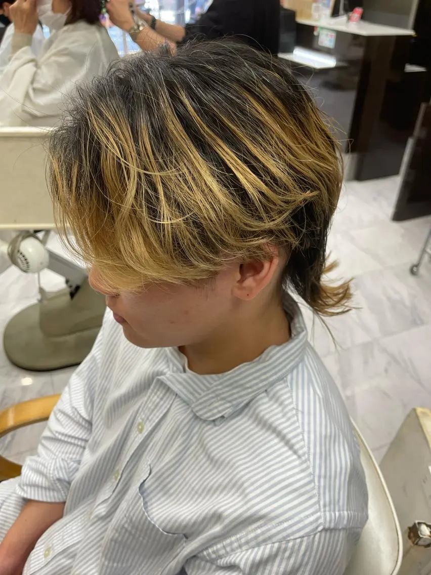 ショート メンズ センターパート カット 🌻メンズカット 落合諒🌻のヘアスタイル
