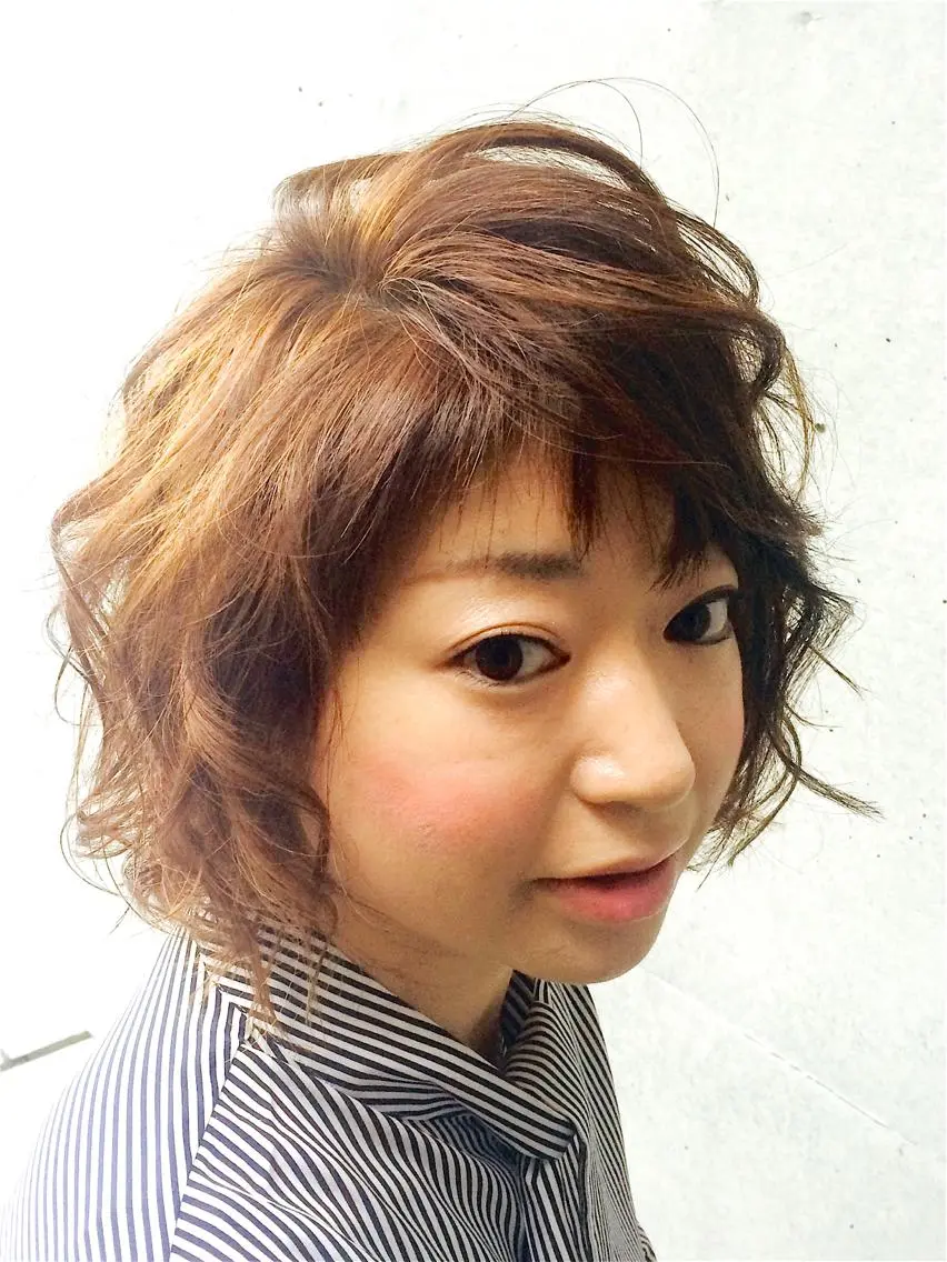 ショート ミディアム カラー パーマ ミディアムパーマ 大木 拓瑞のヘアスタイル