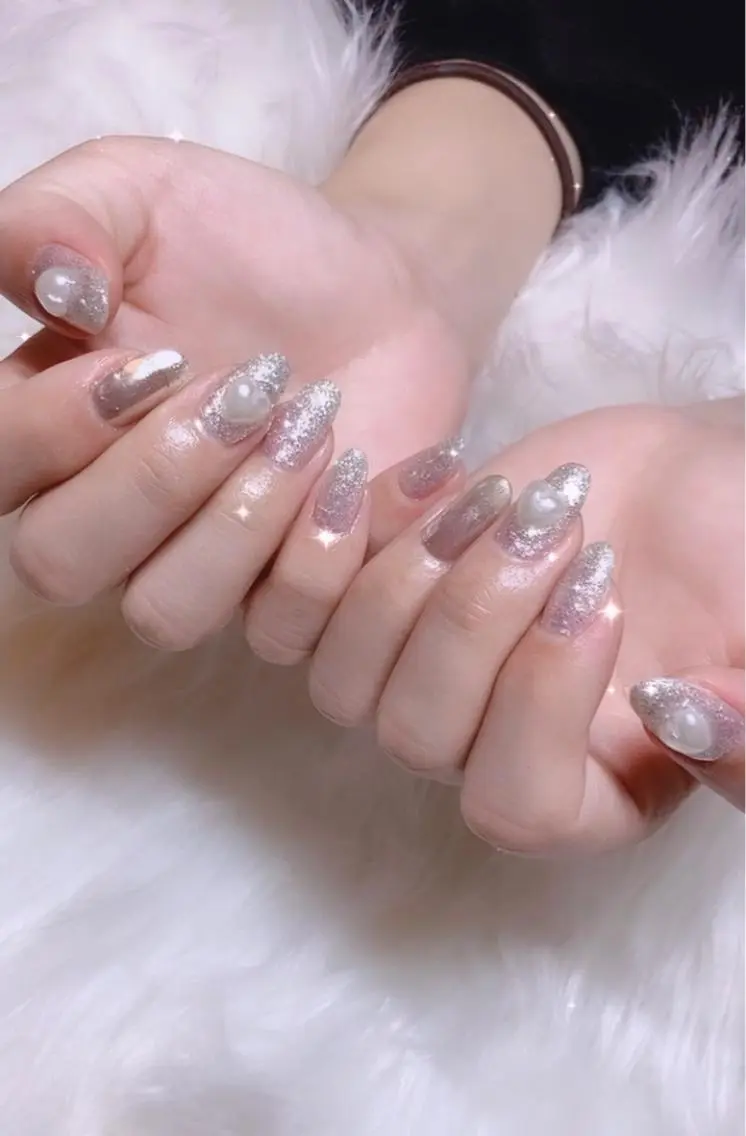 ネイル ジェルネイル ラメ(グリッター) マグネットネイル ミラーネイル Nail salon Nuit(ニュイ)のネイルデザイン