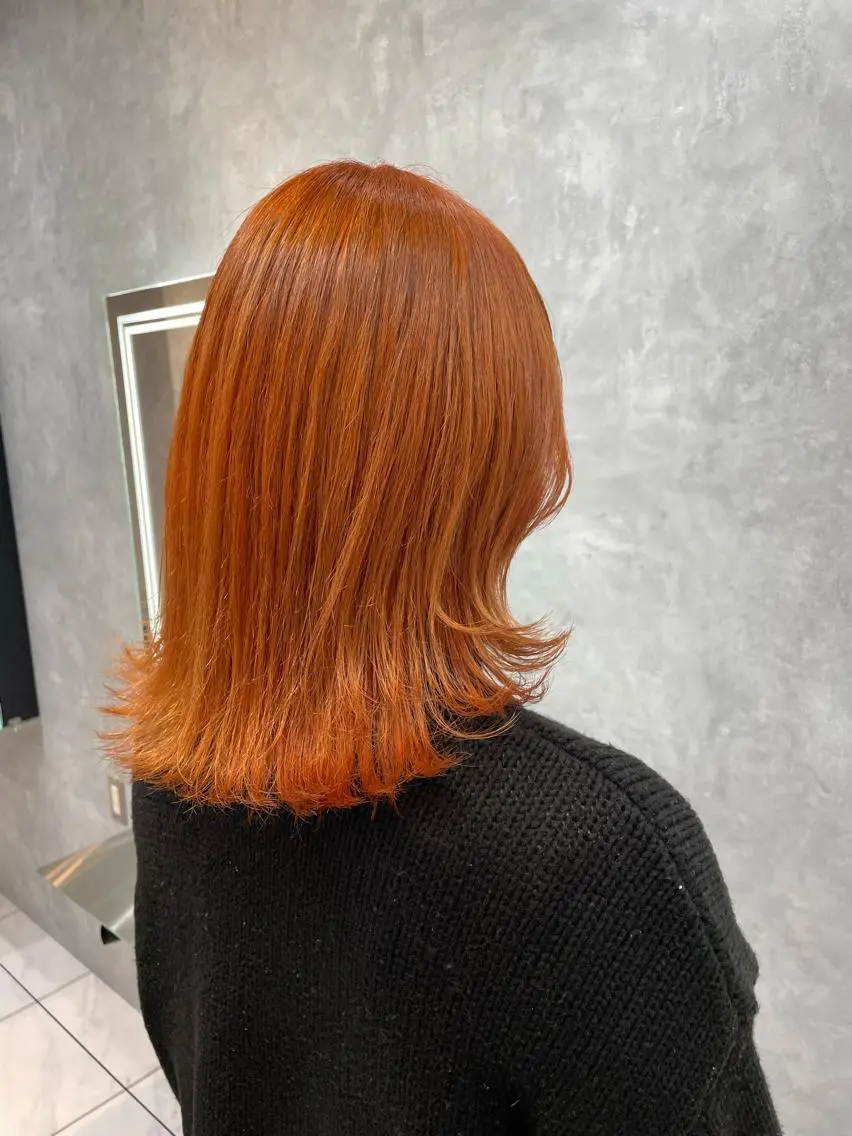 ミディアム カラー ブリーチ オレンジ _WHITE 天神店 YUMEKA🐻のヘアスタイル