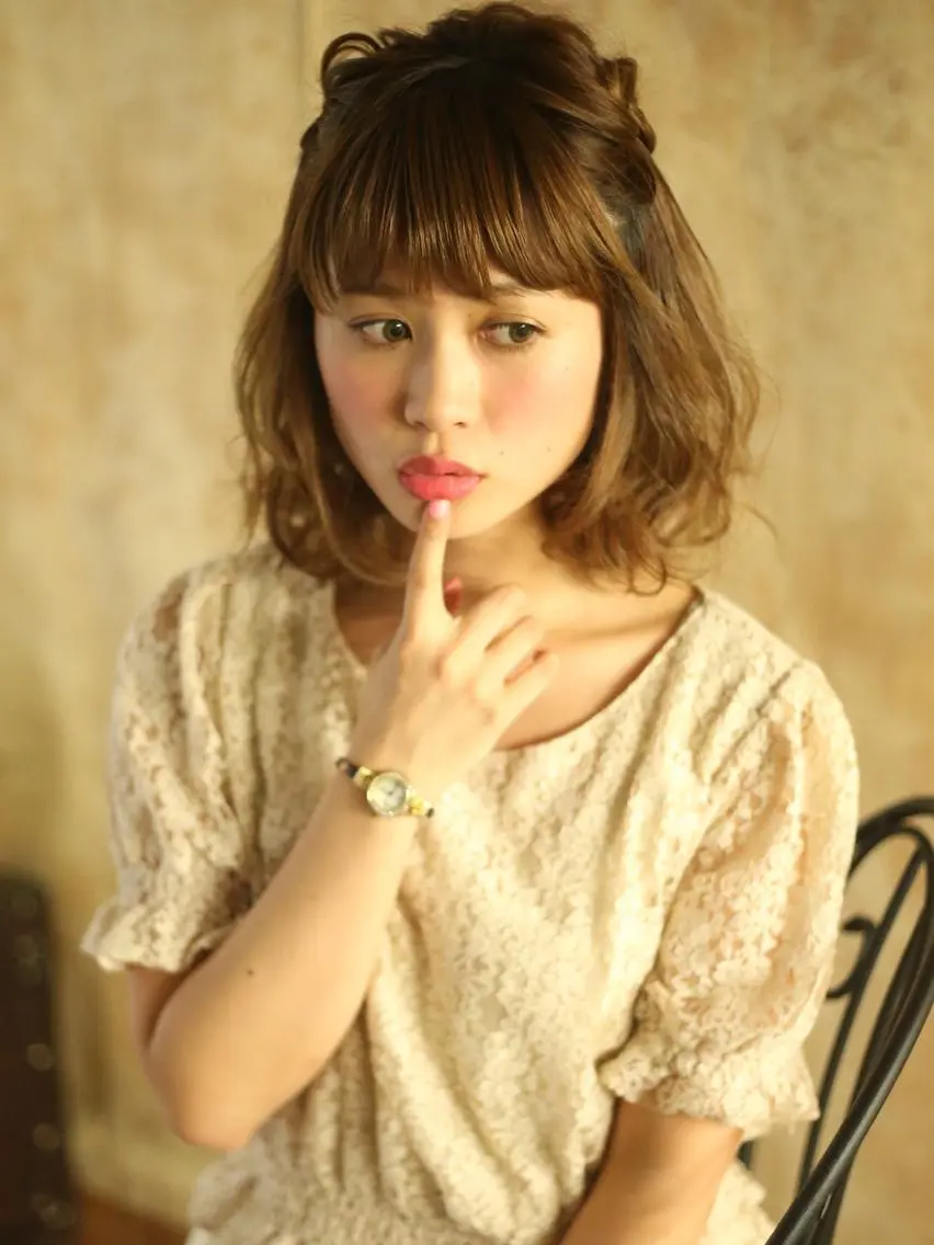 ミディアム カラー パーマ ヘアアレンジ メンズ キッズ ネイル マツエク・マツパ premier modelsのヘアスタイル
