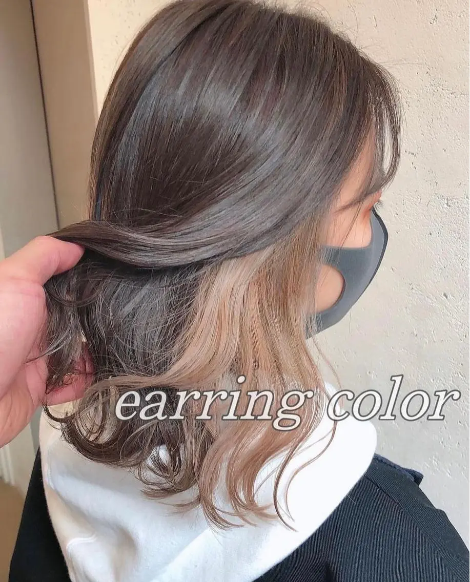 ミディアム ヘアカラー 透明感カラー NAN AMI グレージュのヘアスタイル