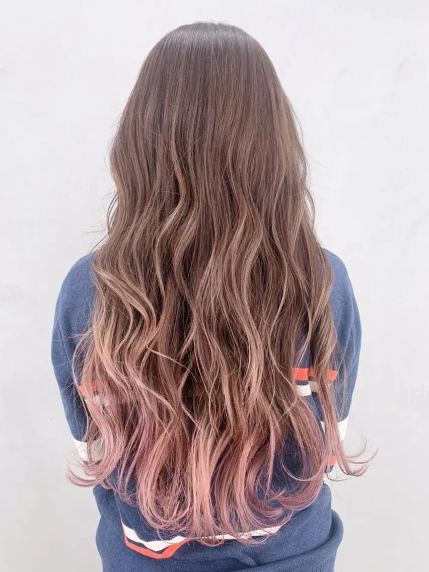 セミロング カラー パーマ ヘアアレンジ グラデーションカラー ピンクカラー ITbyALBUM 中野店のヘアスタイル