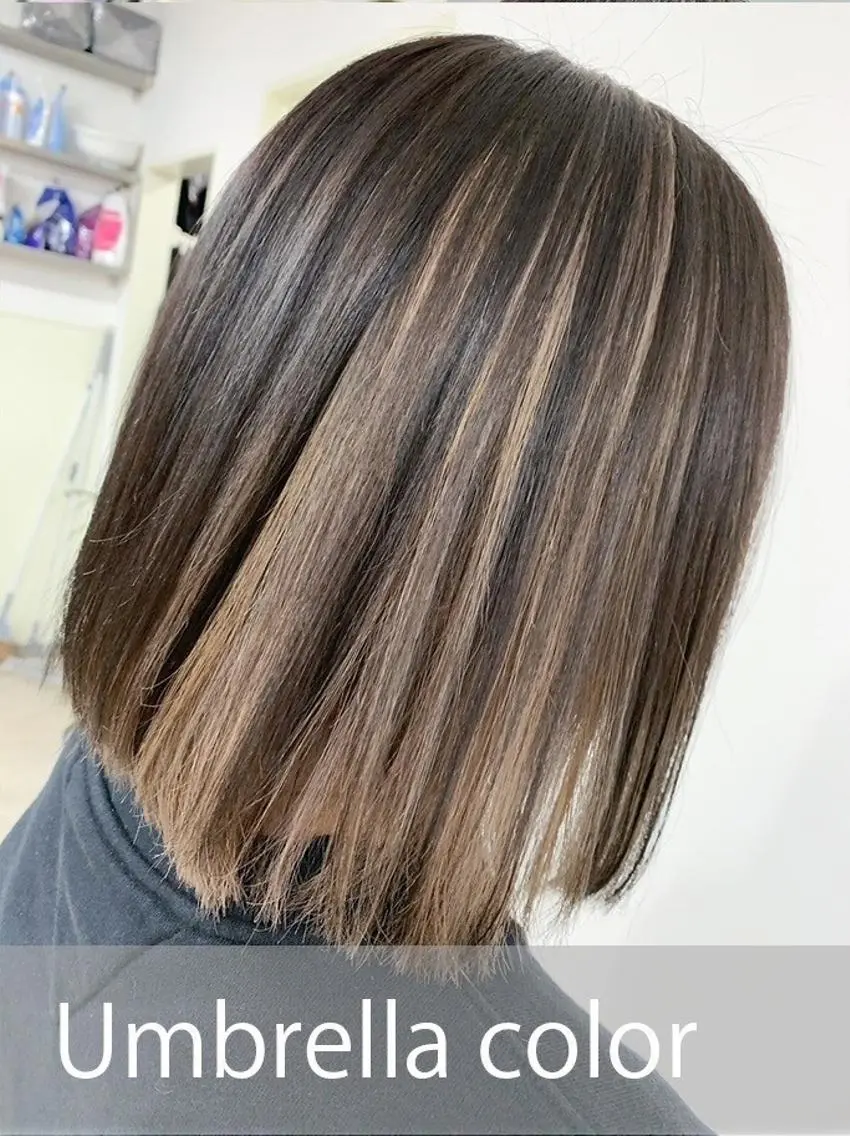 ミディアム カラー ヘアカラー PEQSS HAIRのヘアスタイル