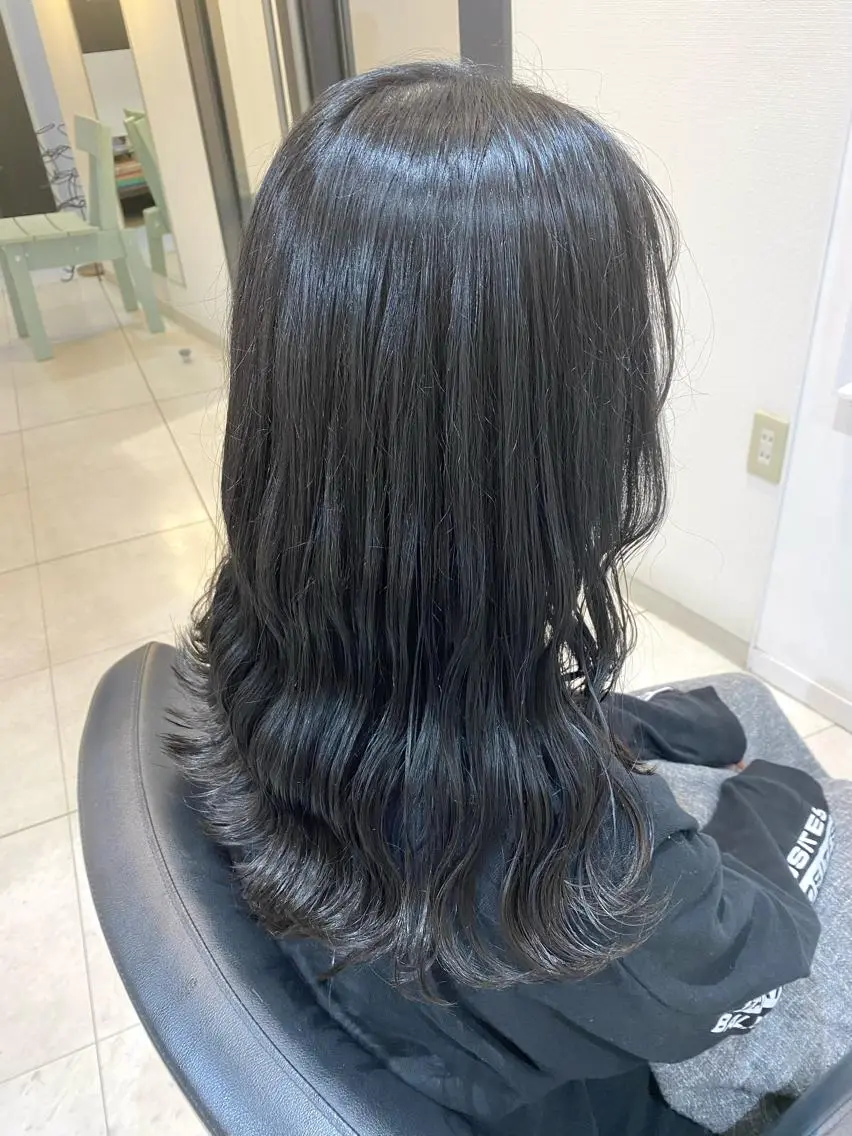 ロング カラー 黒髪 ブルーカラー ブルーブラック くさかみさき🌼暖色 /耳つぼ/オタク🌼のヘアスタイル