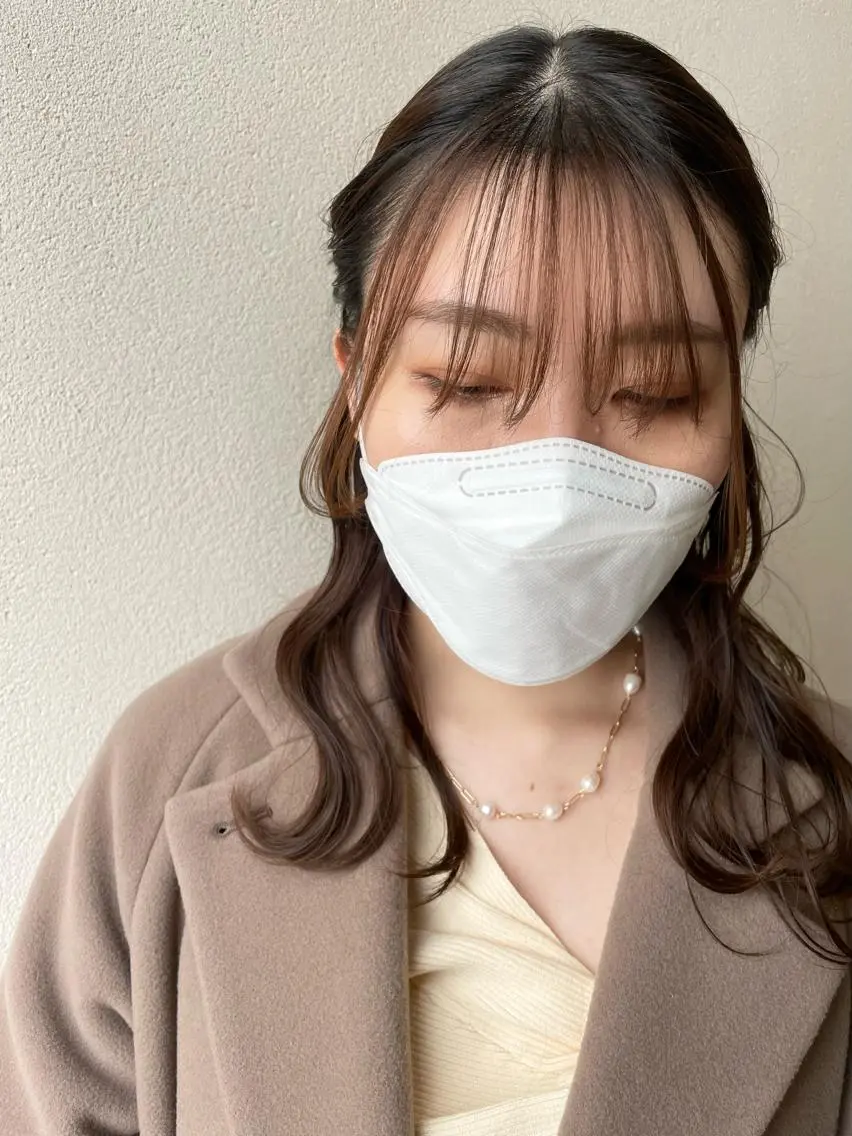 ロング ヘアアレンジ ハーフアップ シースルーバング ヘアセット 沢田 瞳のヘアスタイル