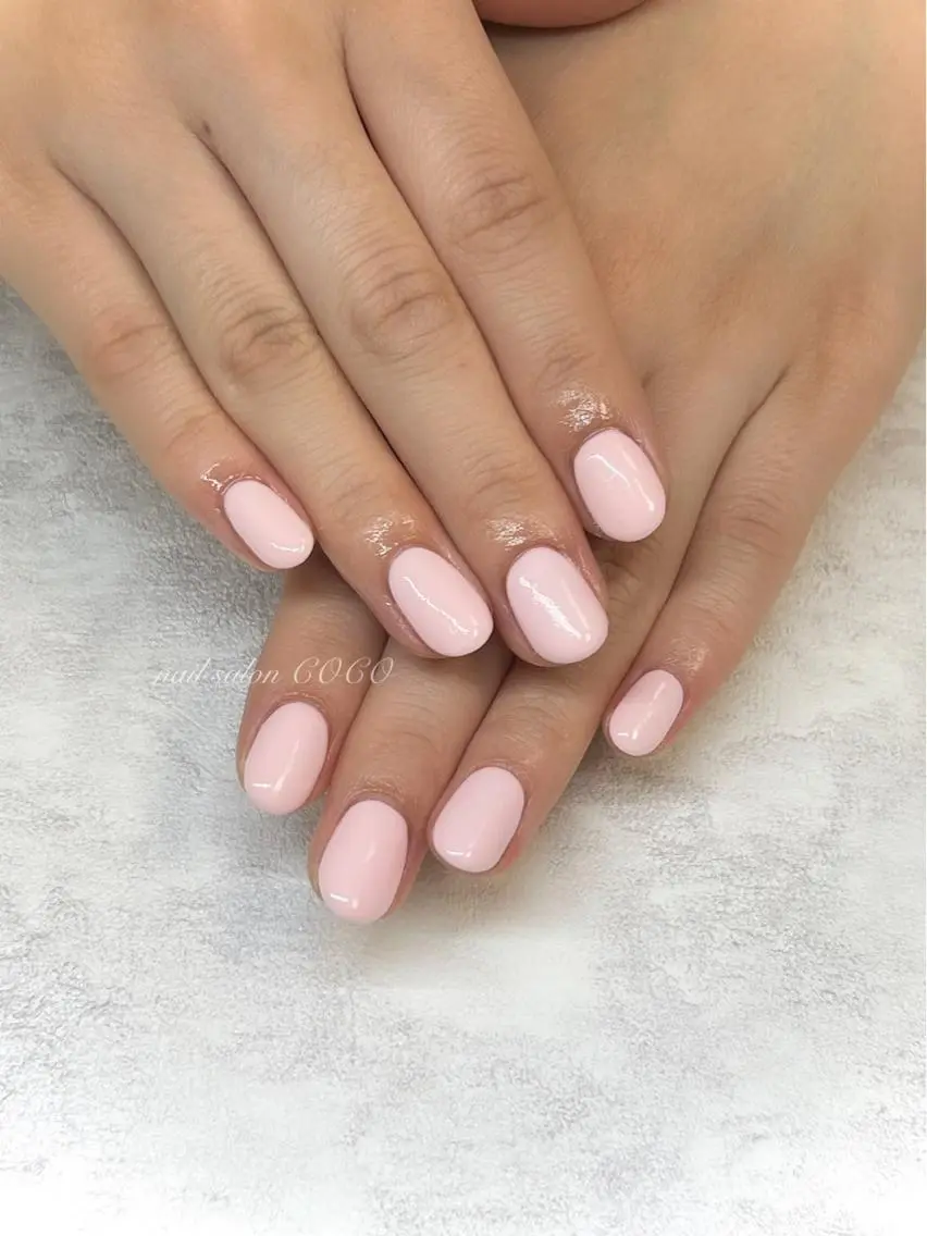 ネイル ジェルネイル グリーン ワンカラーネイル ピンク nail Berunaのネイルデザイン