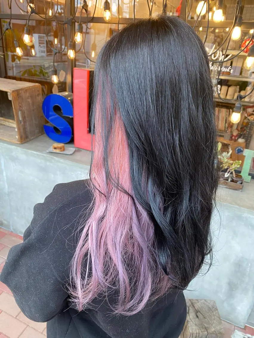 カラー ブリーチ インナーカラー ピンクカラー slow✂︎ 矢野芹奈のヘアスタイル