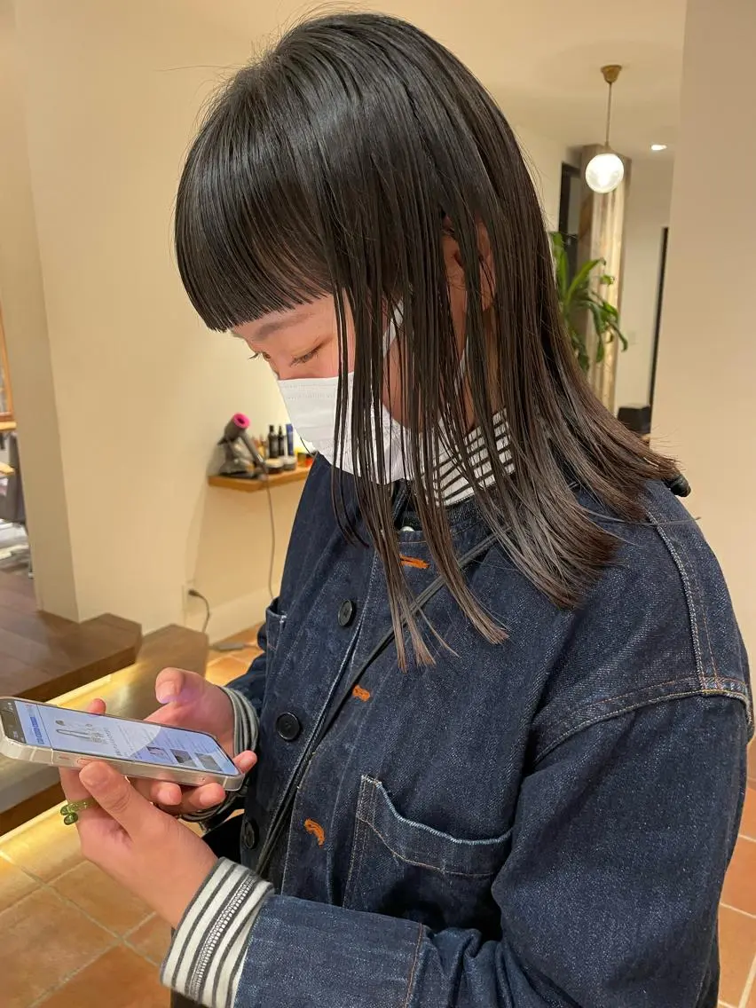 ミディアム パーマ オン眉 ストレートパーマ カット トリートメント ボブ/レイヤー/ケア パーマ/リュウタのヘアスタイル