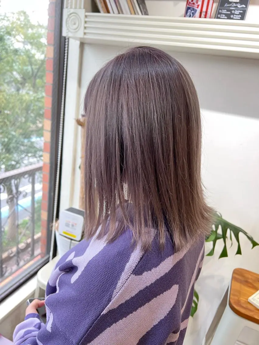 ミディアム カラー ヘアアレンジ 透明感カラー グレージュ ピンクカラー カット ヘアカラー トリートメント ヘッドスパ ヘアセット 大宮/山口 竣也のヘアスタイル