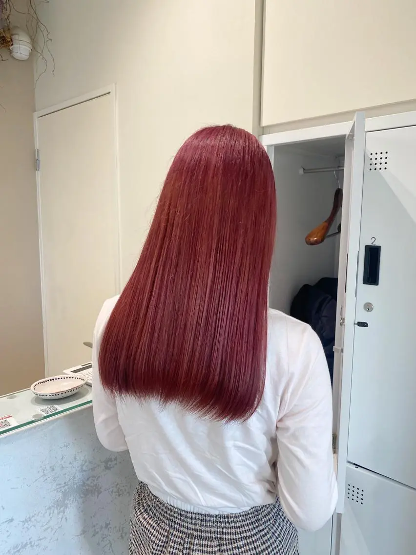 ロング カラー レッドカラー カット ヘアカラー 暖色カラー /ヘアアレンジ/花鈴のヘアスタイル
