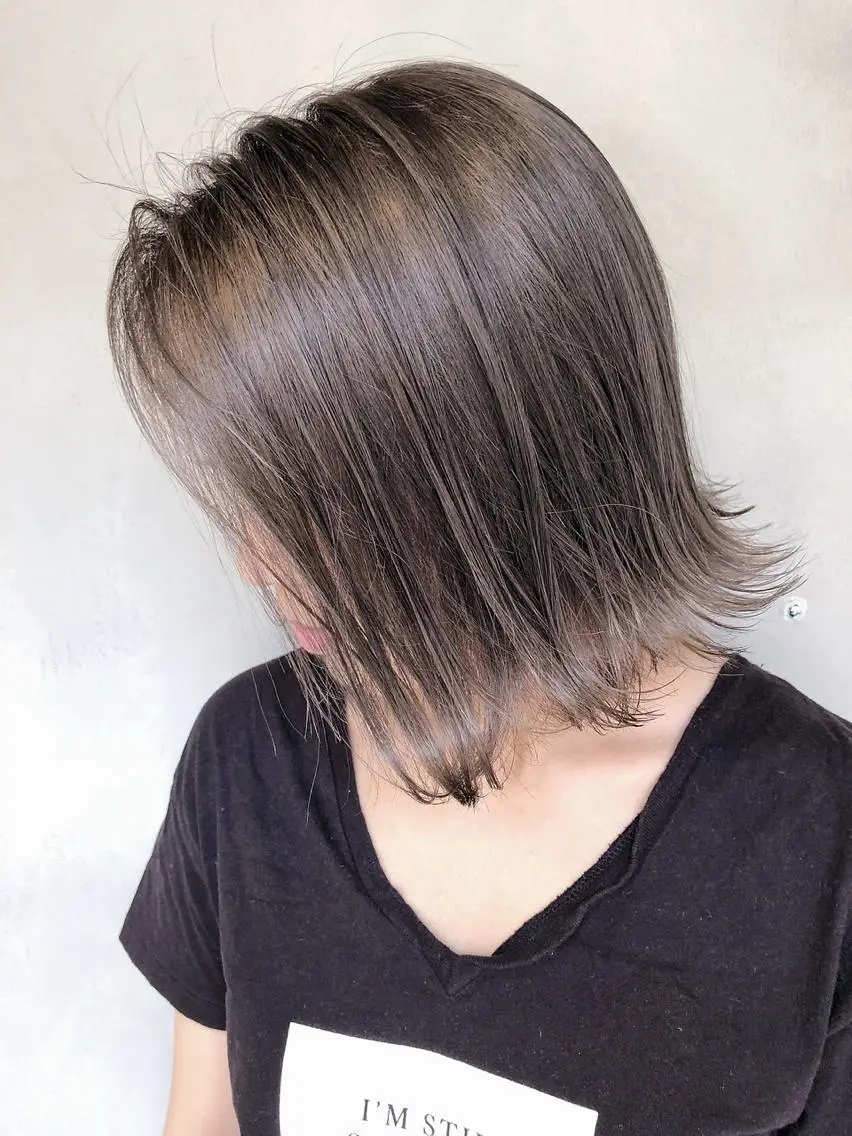 ミディアム カラー パーマ ヘアアレンジ アッシュ バレイヤージュ ブリーチ ケアブリーチ 透明感カラー カット ヘアカラー トリートメント バレイヤージュ 藤沢 髪質改善 竹内ケンゴのヘアスタイル