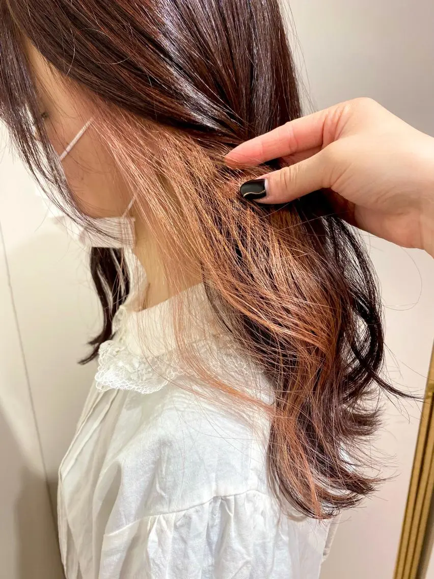 ロング カラー ブラウンカラー ピンクカラー ピンクブラウン 暖色系カラー まおのヘアスタイル