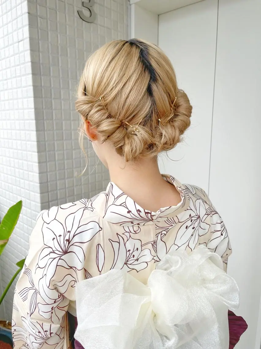 ミディアム ヘアアレンジ ボブ 浴衣 大平 美沙のヘアスタイル