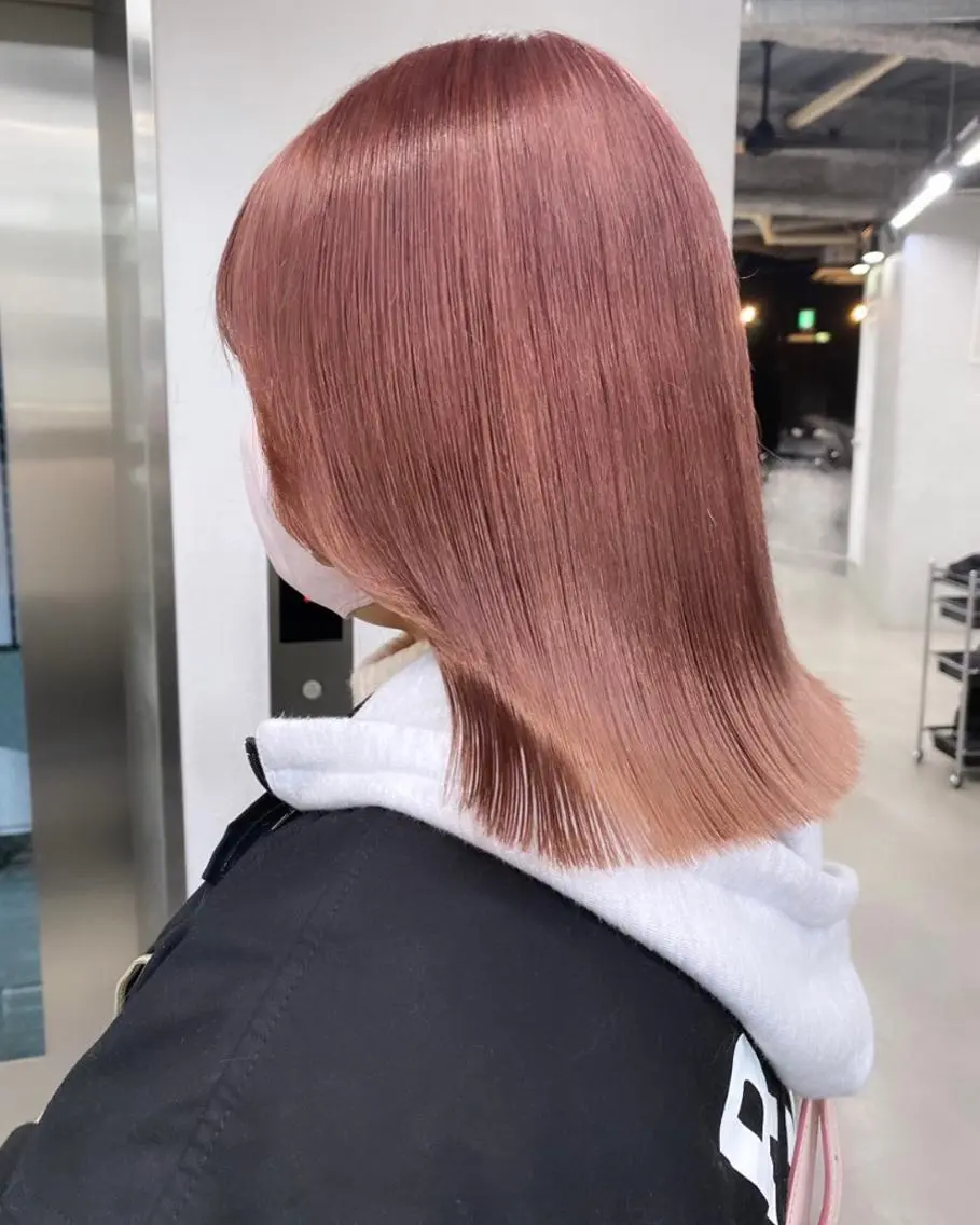 ミディアム カラー ピンクカラー カット ヘアカラー トリートメント 🧸艶々韓国ヘア 🧁mizunaのヘアスタイル