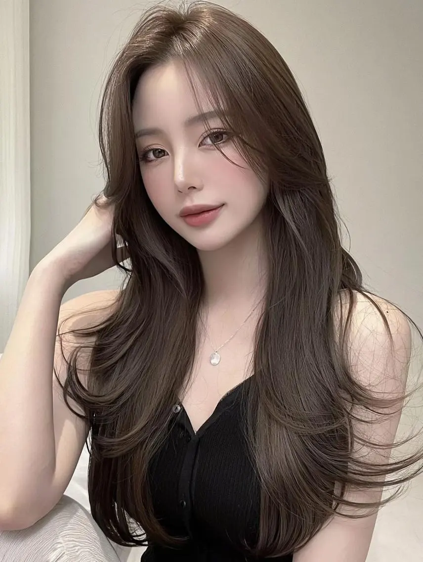 セミロング 顔周りカット 髪質改善 韓国風ヘア レイヤーカット カット ヘアカラー FOCUS JAPAN4のヘアスタイル
