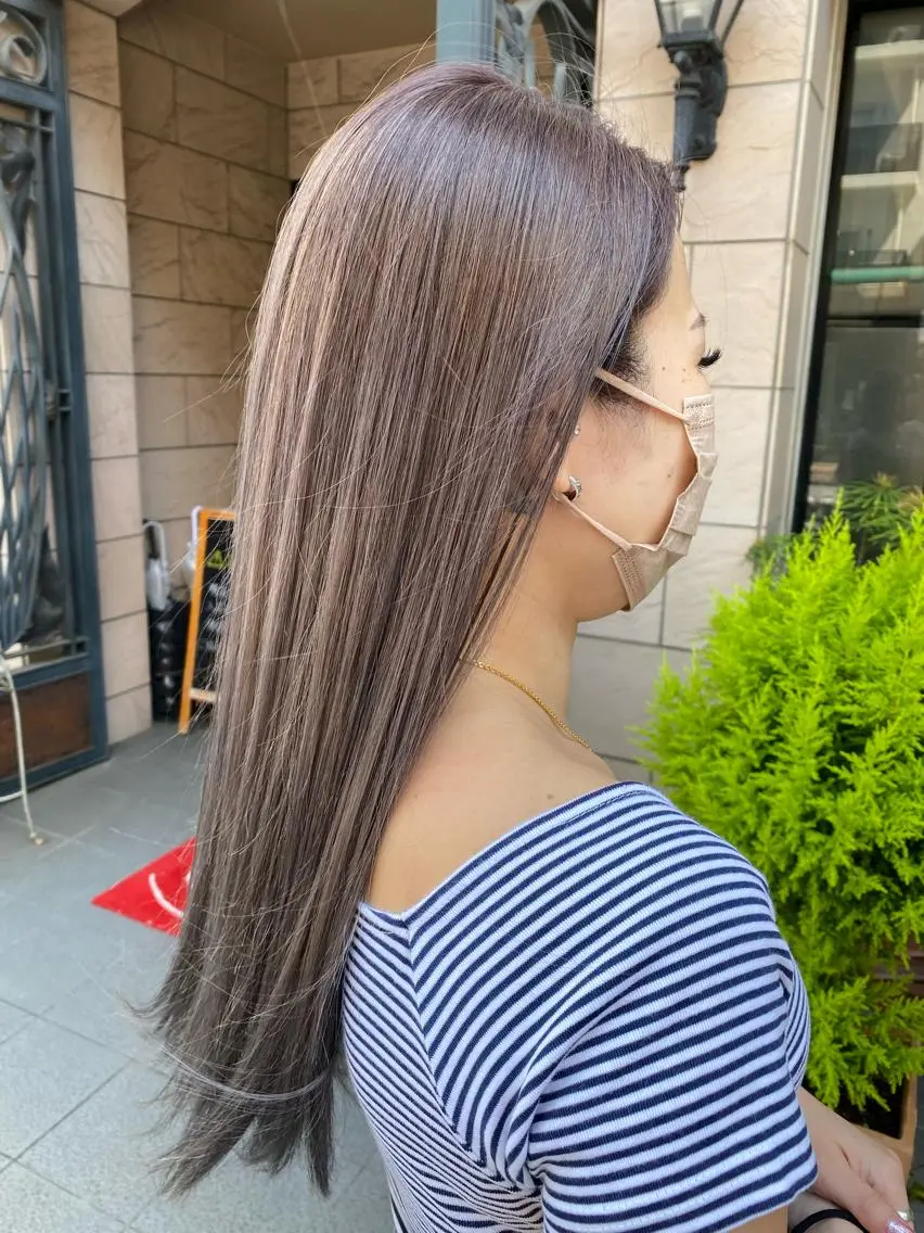 ロング カラー グレージュ カット ヘアカラー トリートメント 特殊カラー特化 ✂️SHIAN フジのヘアスタイル