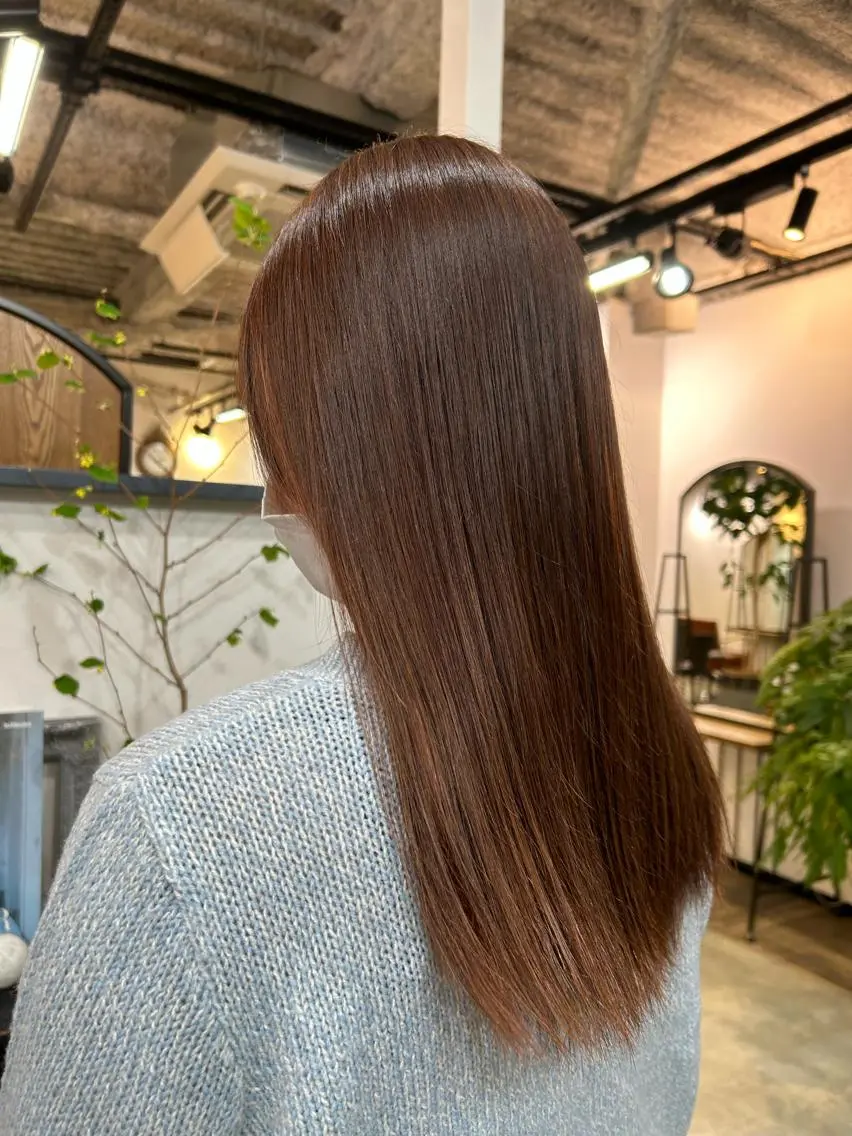 ロング オレンジブラウン 木村 陽菜のヘアスタイル