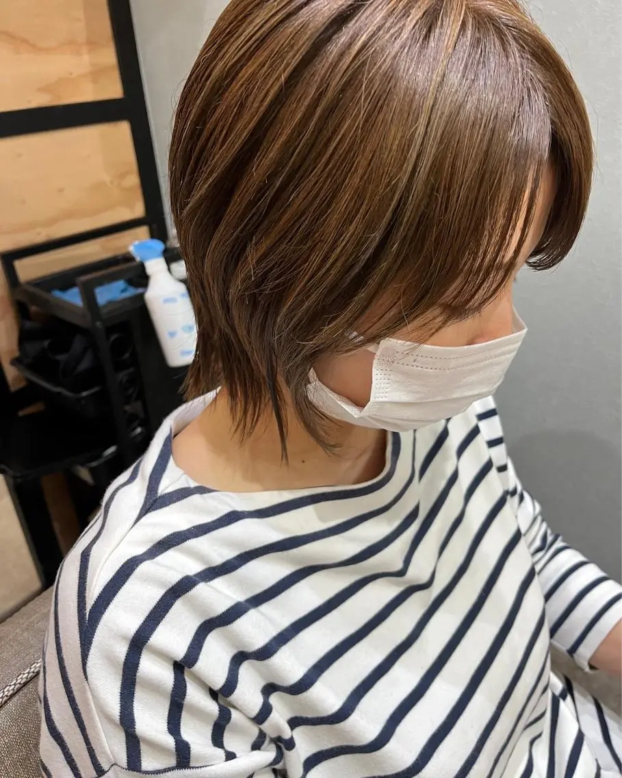 ショート カラー パーマ ヘアアレンジ メンズ キッズ ネイル マツエク・マツパ アイブロウ 久木原 ゆりのヘアスタイル