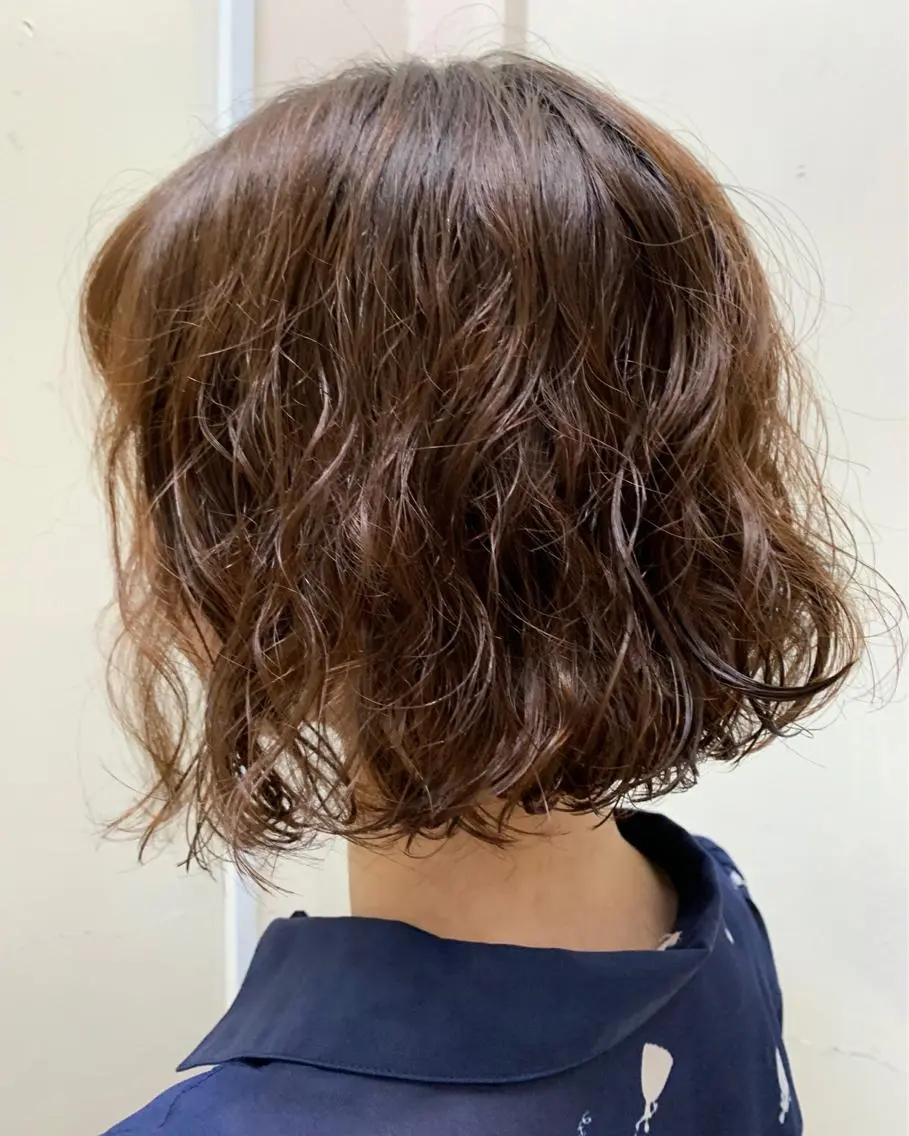 ミディアム パーマ ミディアムパーマ ボブ カット パーマ 村上 吉斗のヘアスタイル