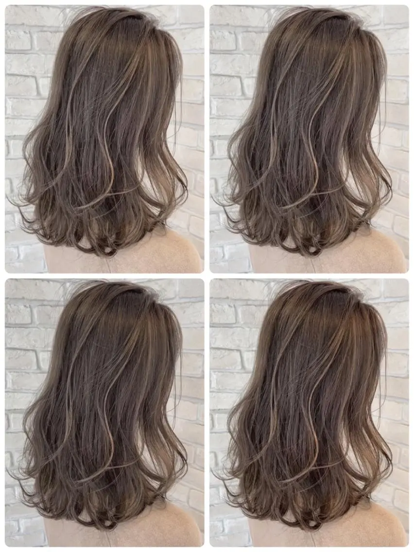 セミロング ヘアアレンジ 成人式 あやかショート 白髪ぼかしのヘアスタイル