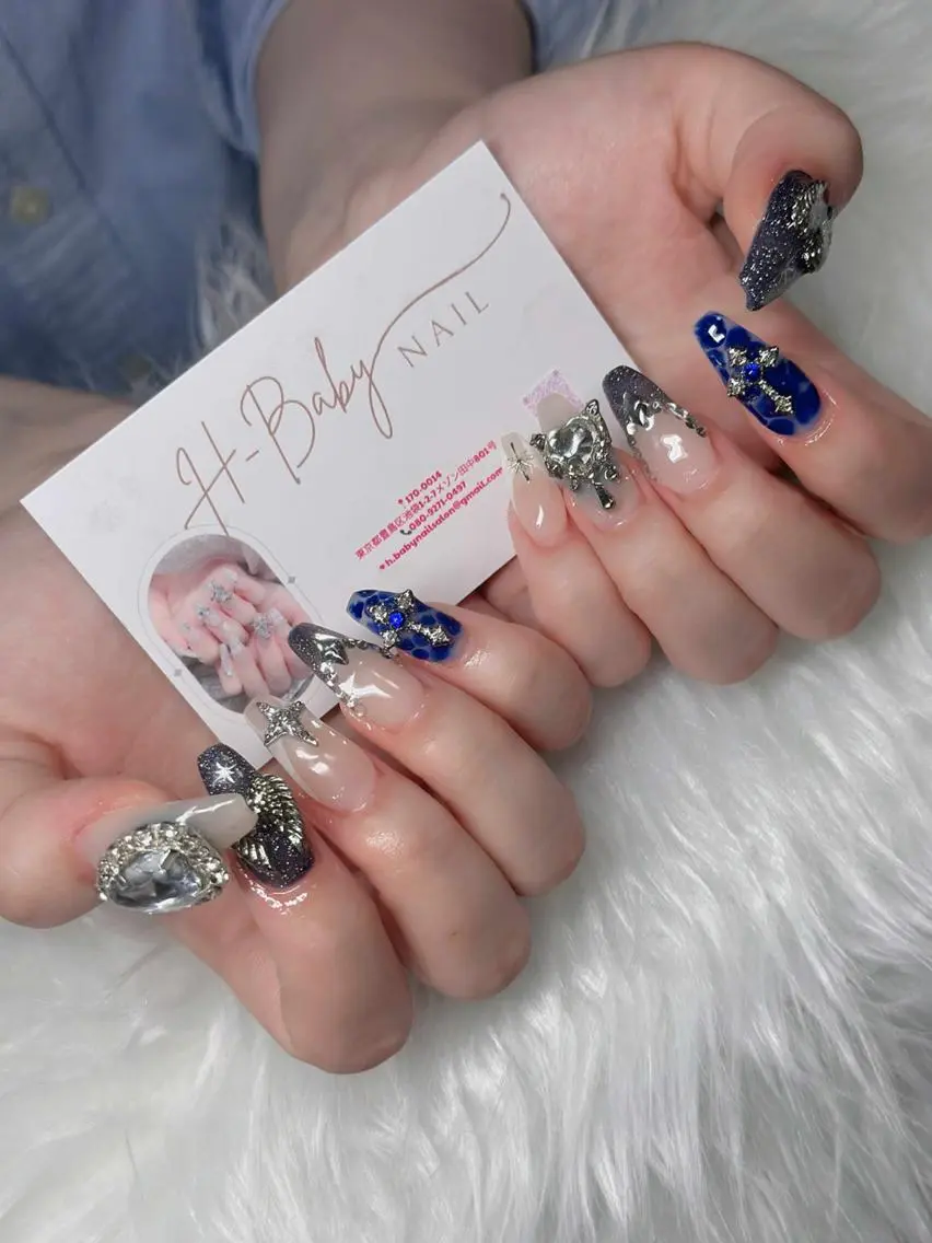 ネイル フレンチネイル ジェルネイル ハロウィン 韓国ネイル マグネットネイル ハンドネイル H.baby Nail Salonのネイルデザイン